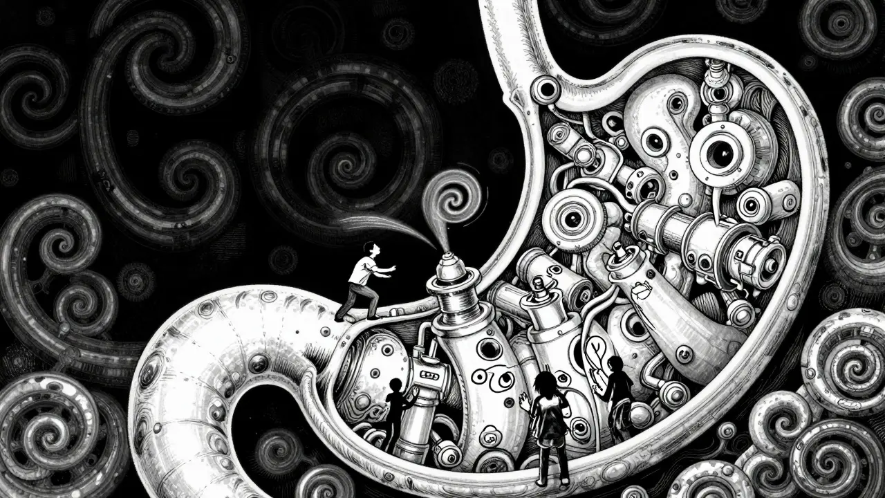 Surreal biological proton pumps in a nightmarish stomach lining